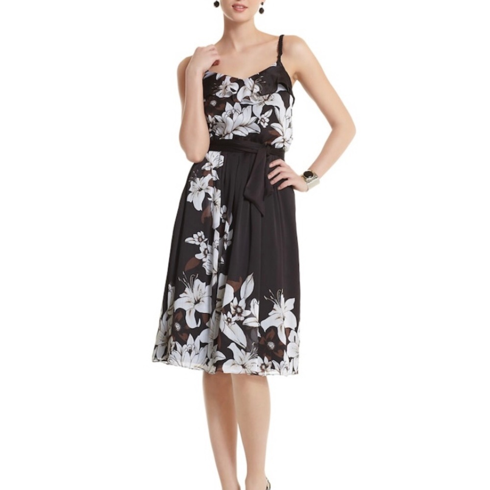 WHITE HOUSE BLACK MARKET LILY PRINT BLOUSON DRESS